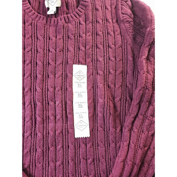 St John's Bay Women's NWT Sweater XL Purple Cotton Classic Cable Knit - Picture 4 of 10